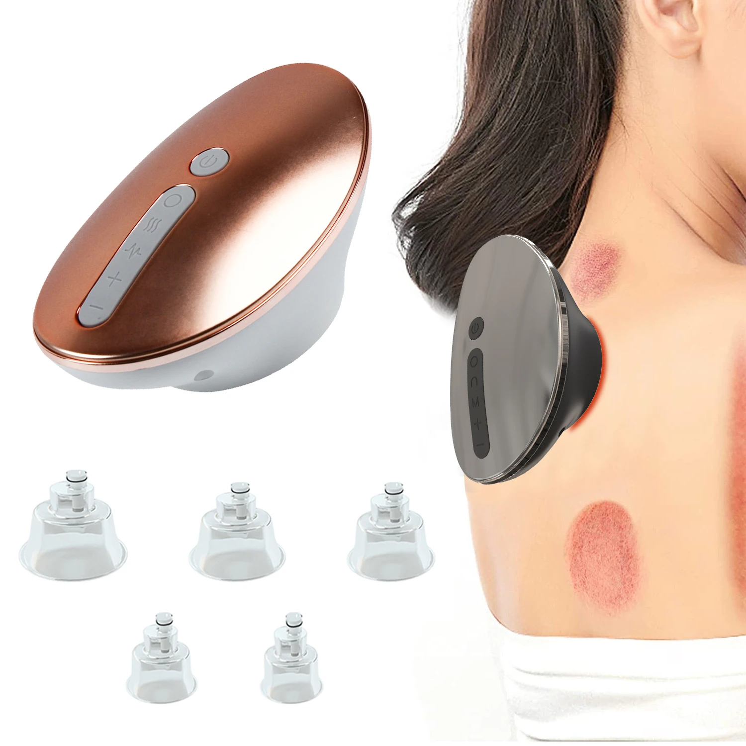 Ems Heated Painless Gua Sha Easy Cupping Vacuum Smart Glass Professional Massage Cupping Therapy Set 12pcs Machine For Men