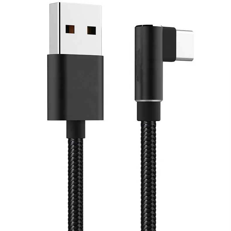 High quality nylon braided aluminum alloy 2.4A right angle TYPE-C usb cable for mobile