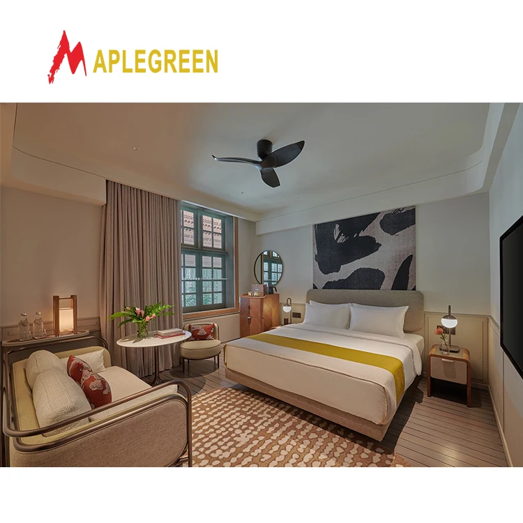 Modern Luxury Marriott Hotel Bedroom Set 5 Star Design Wood Melamine Hotel Furniture Bedroom for Apartment Bed Room