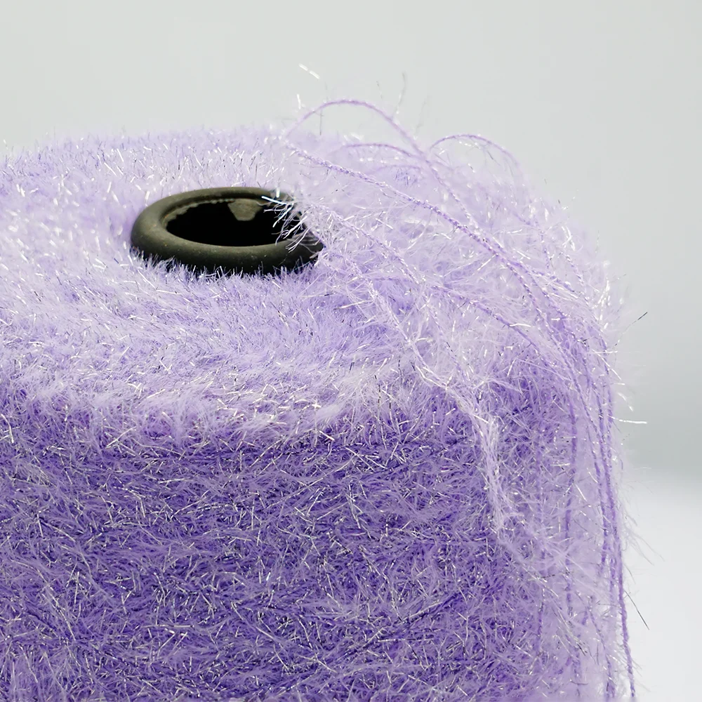 11mm Soft Silver Imitate Mink Yarn for Knitting Coat Sweaters Nylon Feather Yarn for Blend yarn