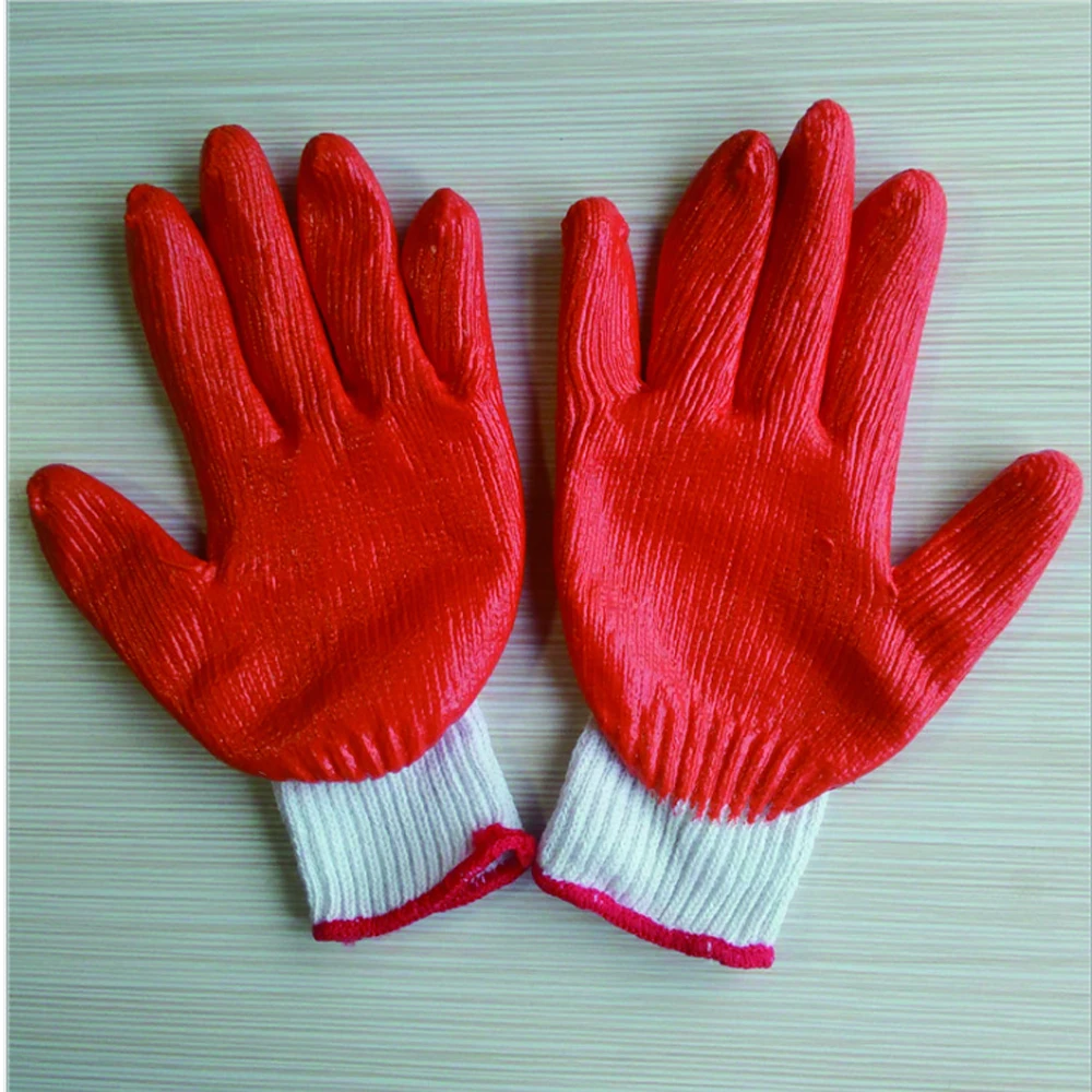 Hot Selling Anti-slip Thicken Cotton Knit Orange Latex Coated Gloves