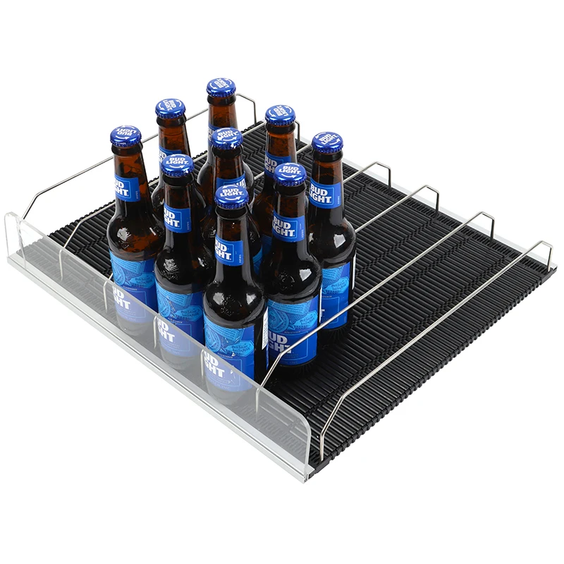 Commercial Refrigerator Accessory Gravity  Roller Shelf Metal Equipment Beverage Shelf Pusher System