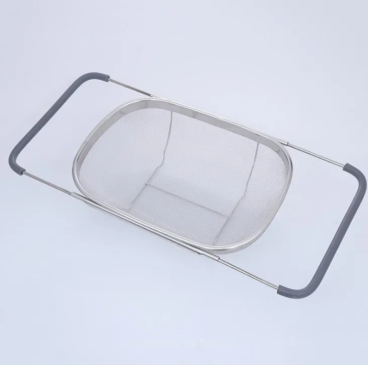 The Sink Stainless Steel Oval Colander With Fine Mesh Strainer Basket & Expandable Rubber Grip Handles - Strain,Drain