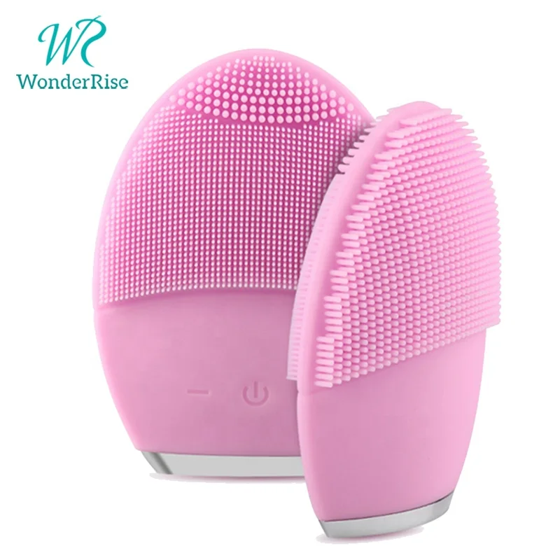  Double Sided Rechargeable Waterproof Electric Sonic Face Cleansing Brush Silicone
