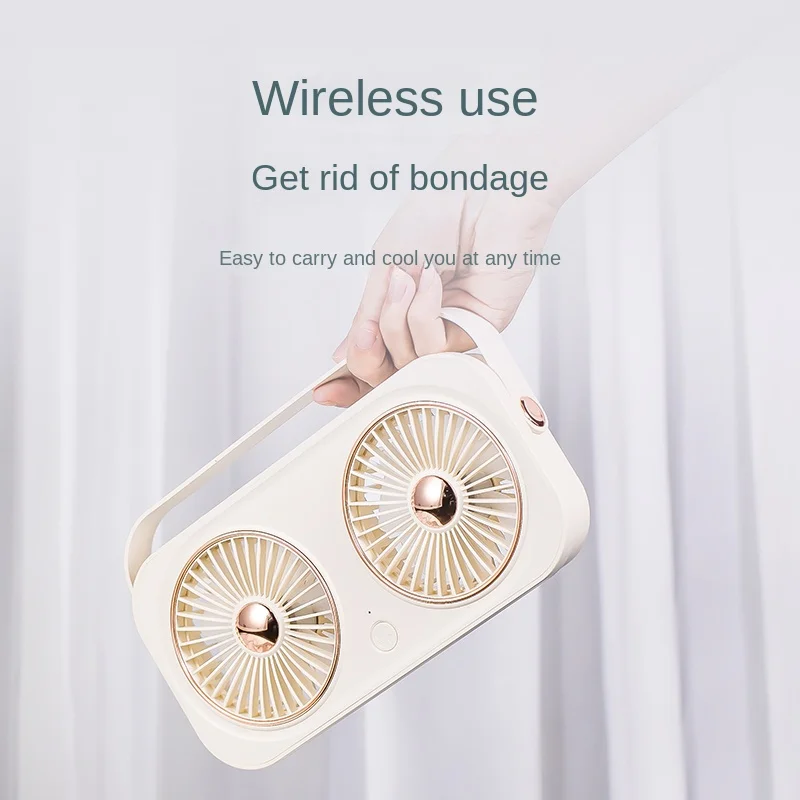 New Retro Desktop Outdoor Handheld Practical Double Motor Folding Fan Portable Desk Fan Usb Cooling Fan with 2000mah Battery