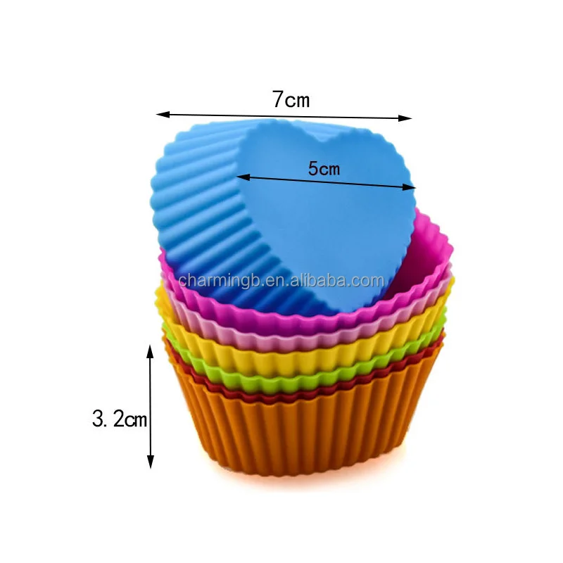 Food Grade BPA free Reusable Nonstick Silicone Muffin Baking Cake Cups Cupcake Liners