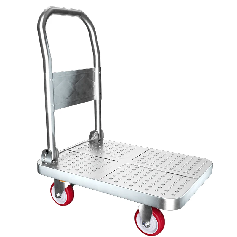 150kg 300kg load industrial steel heavy duty foldable platform hand trolley cart truck Stainless Steel Platform hand push Truck