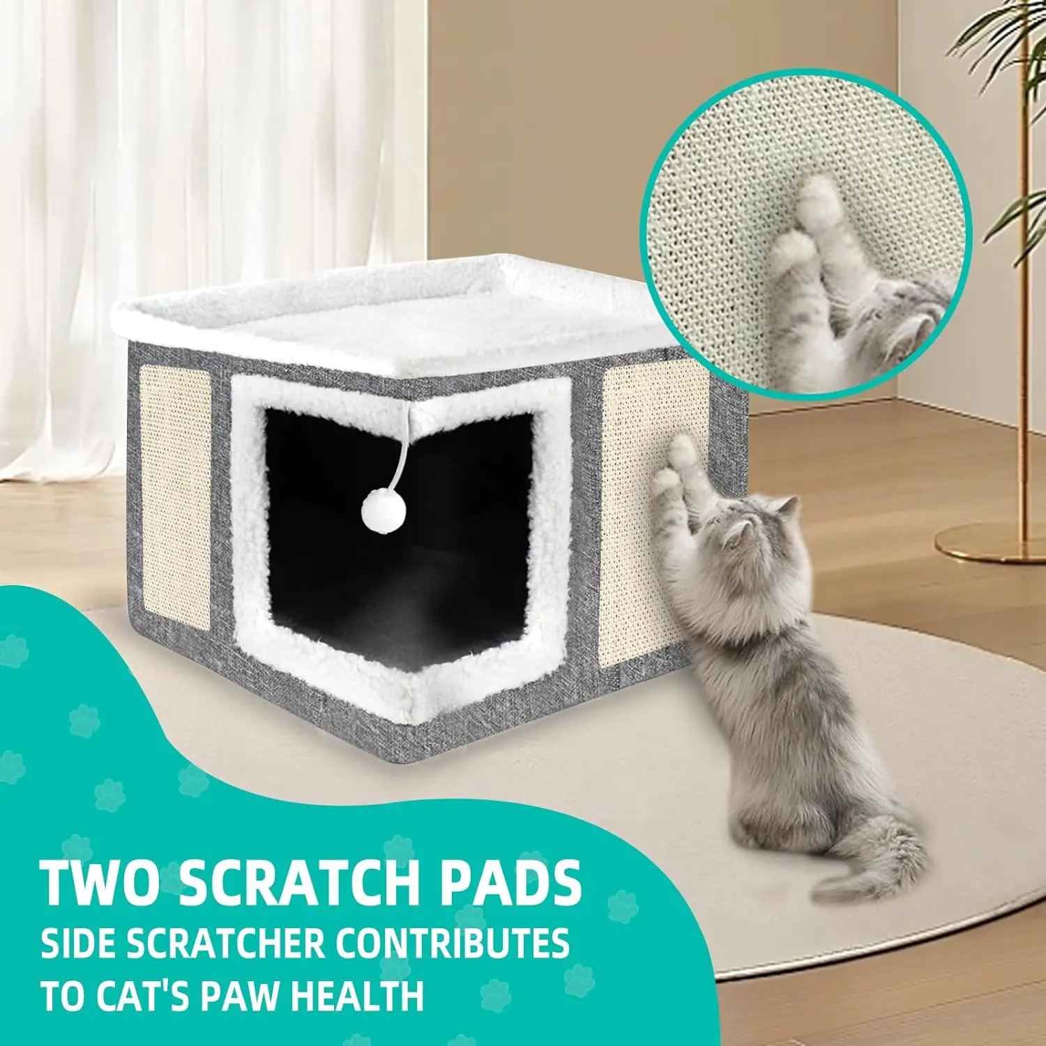 Wholesale Pet Dog House Foldable Portable Indoor Cat Cave Bed House With Scratch Board