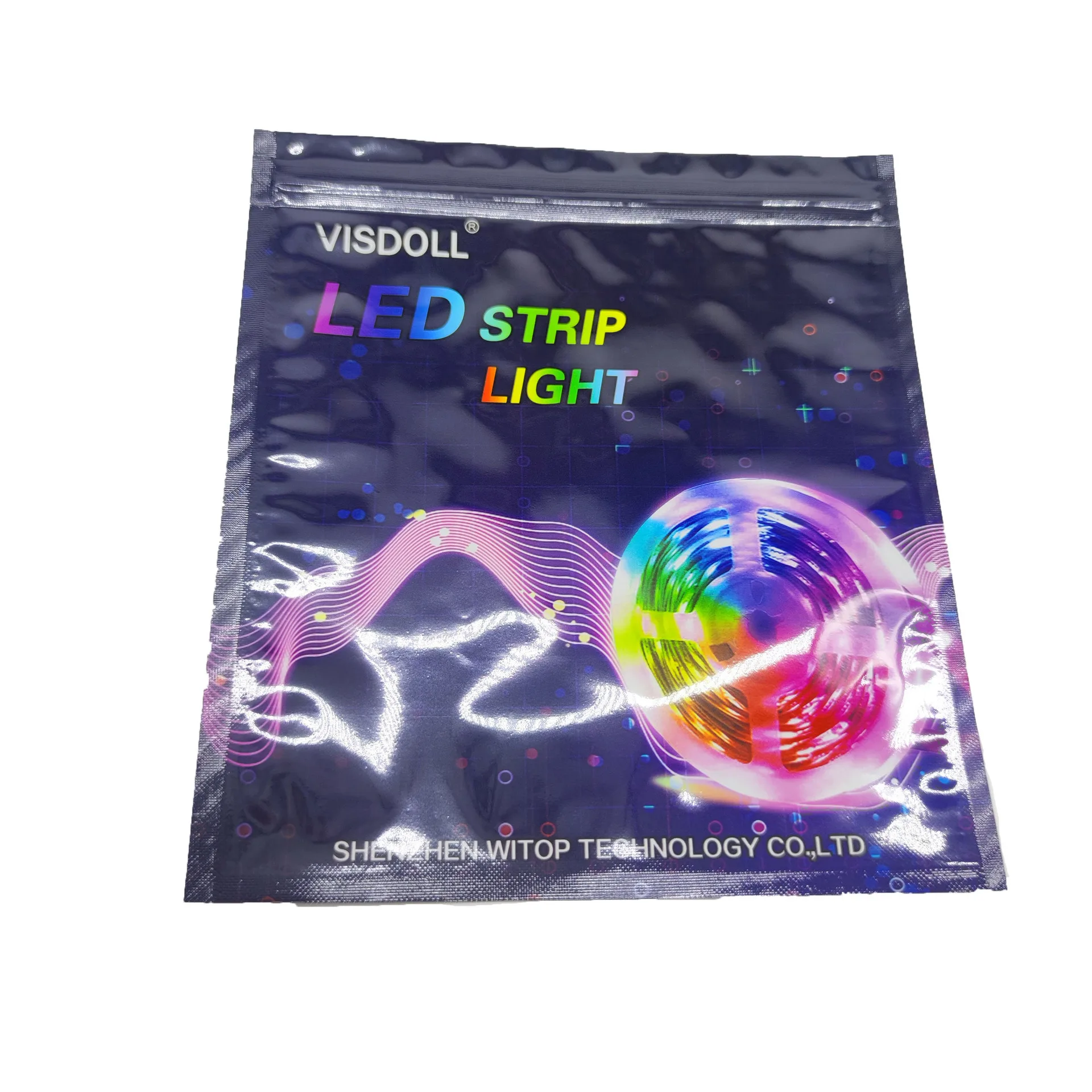 Anti-Static Led Lighting Printing Plastic Bag Digital Products Stand Up Pouch Led Strip Three-Sided Sealing Aluminum Foil Bag