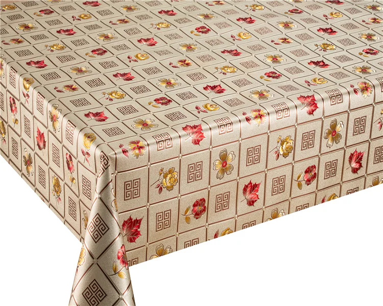 
checked pvc table cover printed and embossed vinyl tablecloth with high quality 