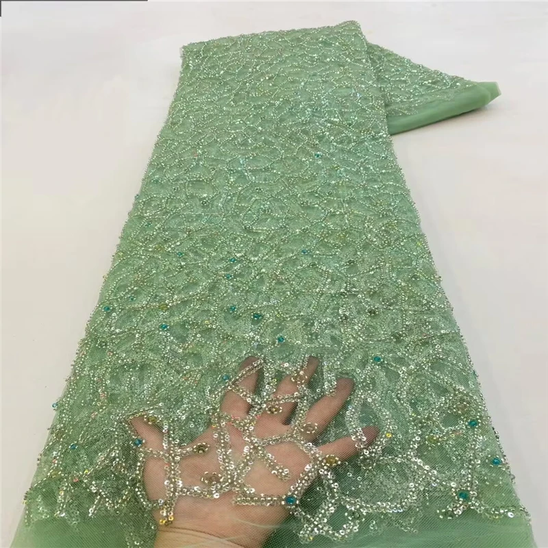 Guangzhou autumn and winter new fashion breathable encryption bead sequin embroidery wedding dress fabric