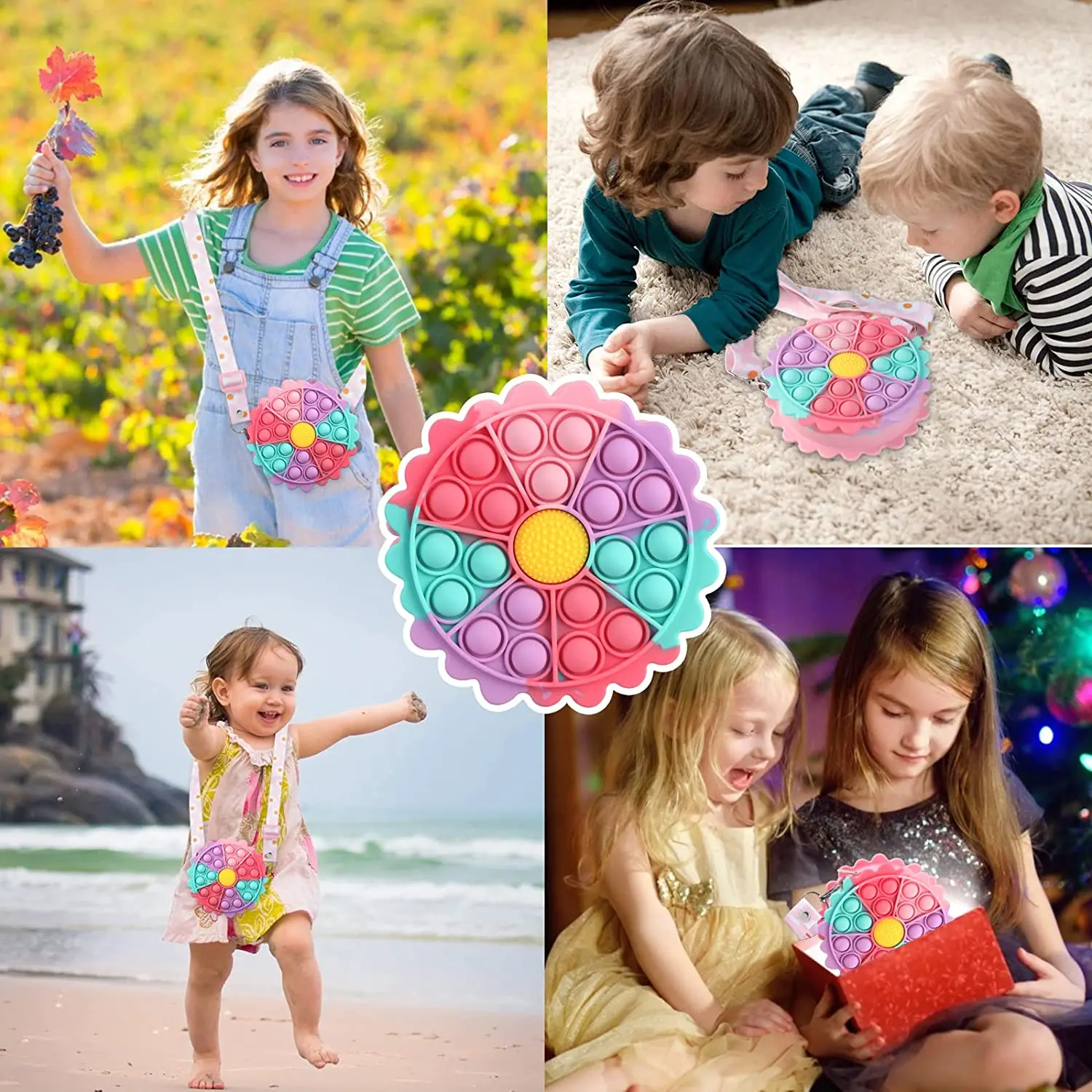 2021 Silicone Key Purse Bag Stress Relief Game Backpack for Girls Gifts Cute Pop Bag Fidget Girls Toys Push Bubbles Squeeze Toy