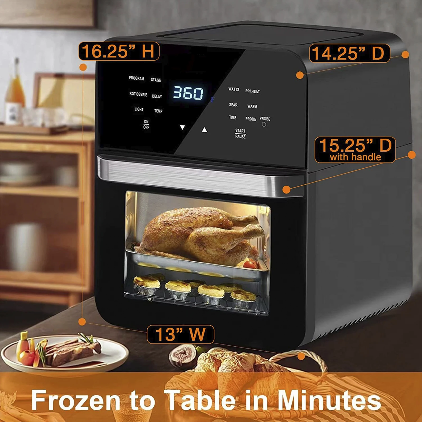 Dreeko 15.5Qt Air Fryer roster Oven X-Large Family Size Powerful 1800W 4 Rack Positions 100 Presets & 50 Memory