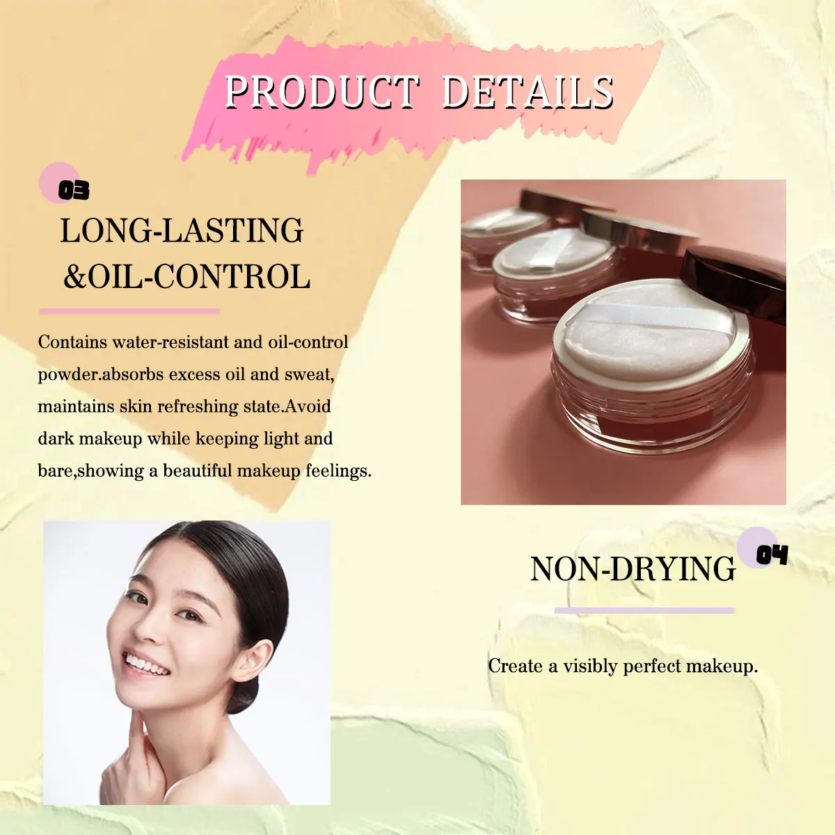 Talc free paraben free makeup setting loose powder high quality smooth face makeup loose setting powder