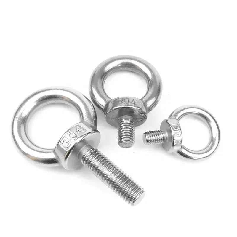 High Quality M10 Stainless Steel Brass Plain Finish Fasteners Yellow Zinc Plating DIN Standard M4 Thread 16mm Length Eye Bolts