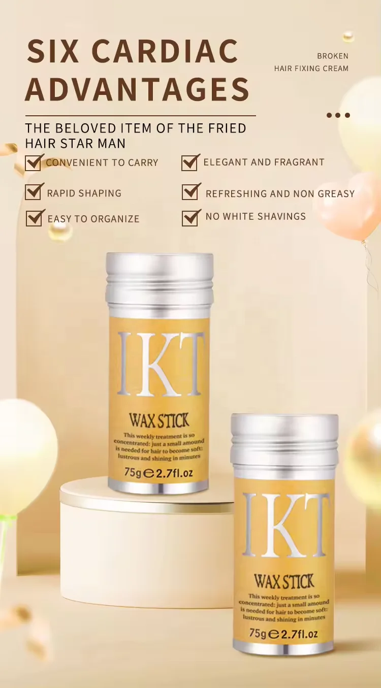 IKT Custom Logo Hair Wax Stick Alcohol-Free Hair Styling Wax Smooth Frizziy Edge Control Hair Wax Stick