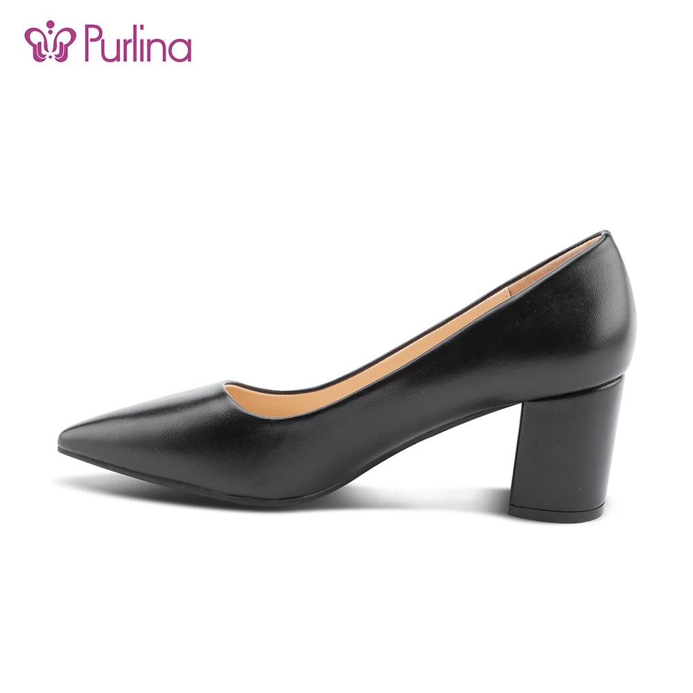 
Wholesale genuine leather chunky block high fashion heels 