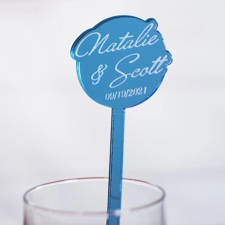 Logo Stirrer Custom Designed Personalized Mirror Gold Acrylic Drink Stirs Wedding Monogram Stirrers Event Stirrer