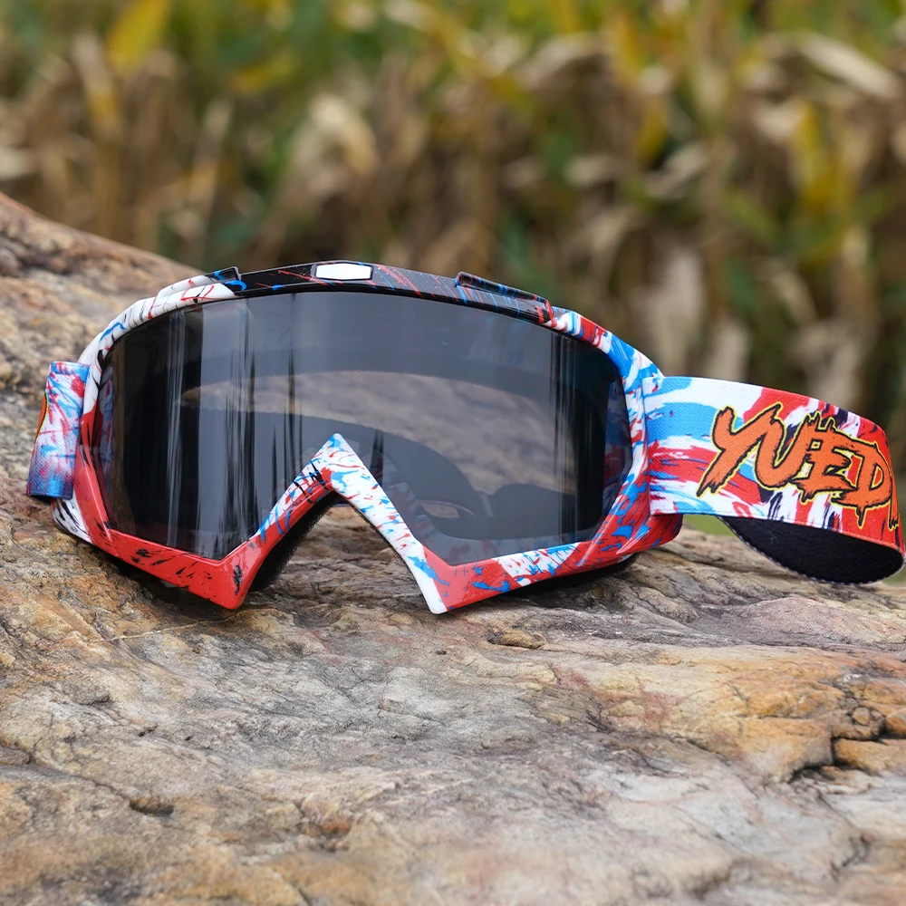 Motocross Goggles with Vibrant Frame Design, UV400 Lens, Durable Adjustable Strap, Lightweight and Perfect for Skiing or Riding
