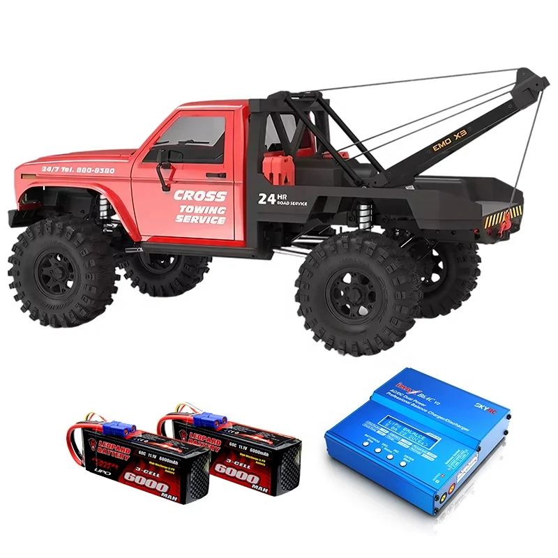 Высококрутящий момент 4WD RC спасательный грузовик Cross EMO X3 эвакуатор 2-ступенчатая коробка передач с шинами светодиодное освещение для экстремального подъема