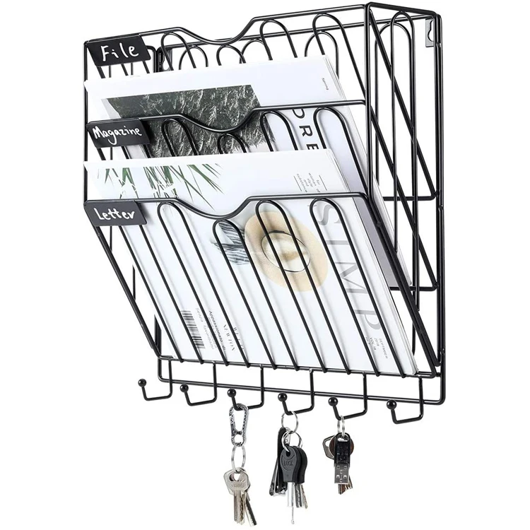 Durable Hanging File Desk Organizer Wire Mesh Metal Wall File Mounted For Office Home Gold Rose Gold Magazine Holder