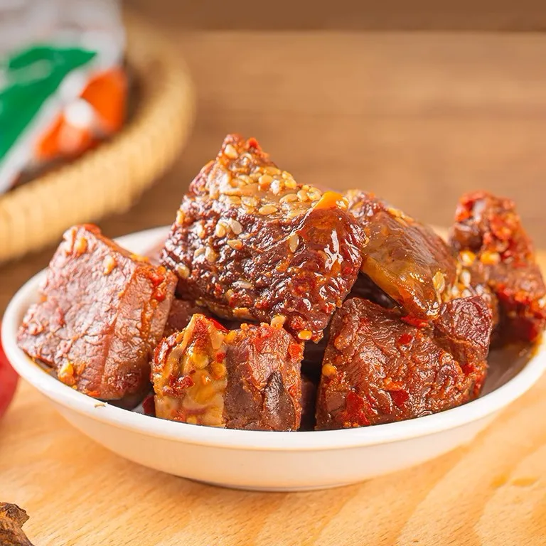 Wholesale Beef Jerky Meat Snacks in Spicy Flavor Beef Sausage in Bag and Box Packaging