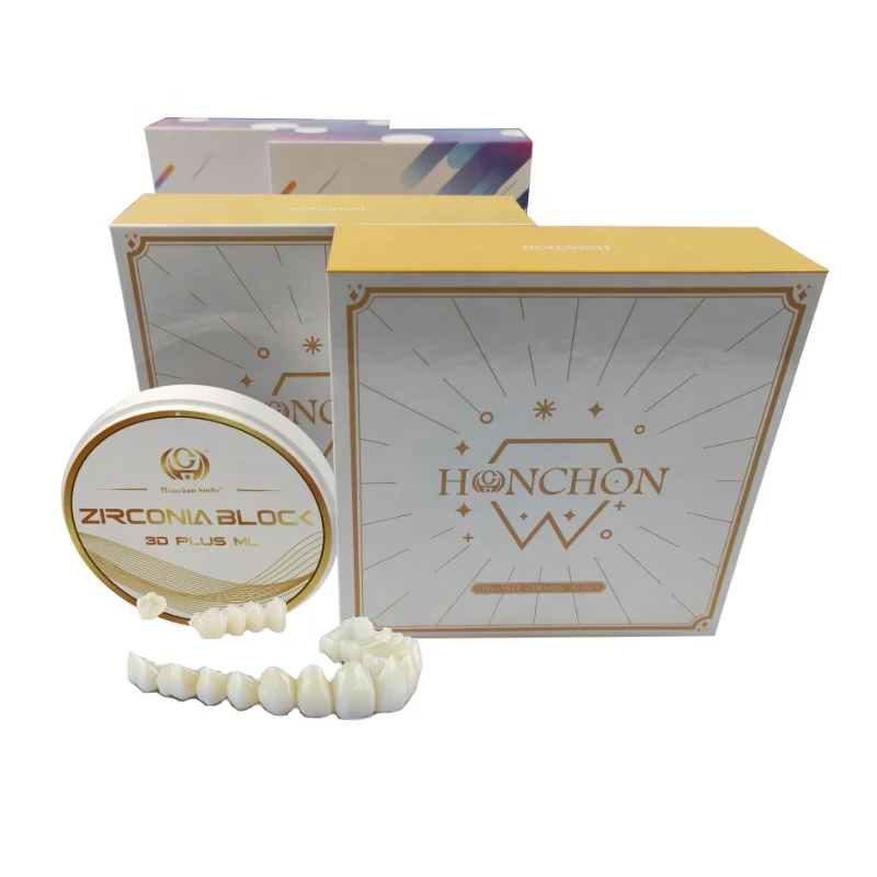 Honchon 3D Plus Multilayer Zirconia Dental Block Crowns Implant Tooth Material Item Disc Zircon Block Lab Dental Cad Cam