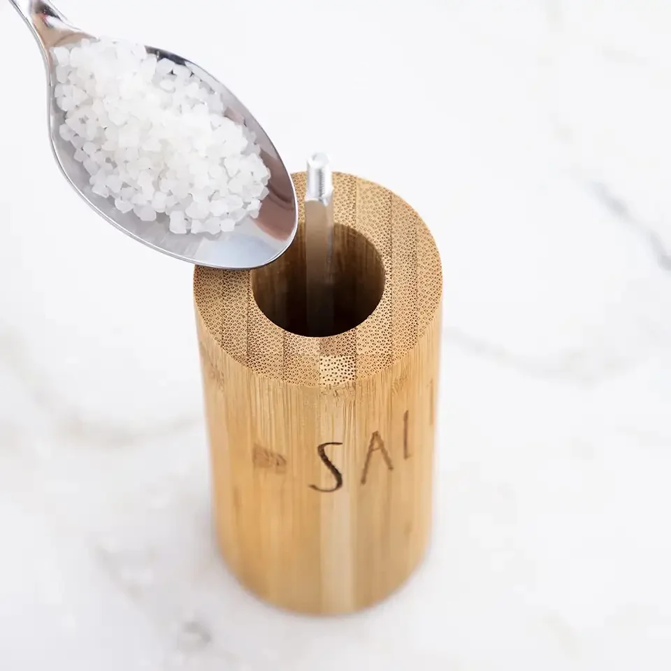 Elegant Sustainable bamboo Pepper and Salt Grinder Set for Seasoning Cooking Dining (1 pack)