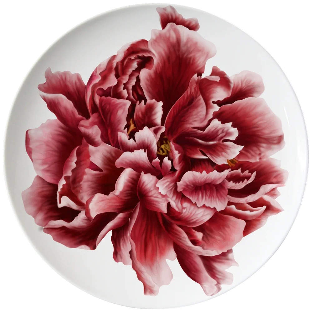 Luxury wedding burgundy flower bone china bread plate ceramic wedding plates set