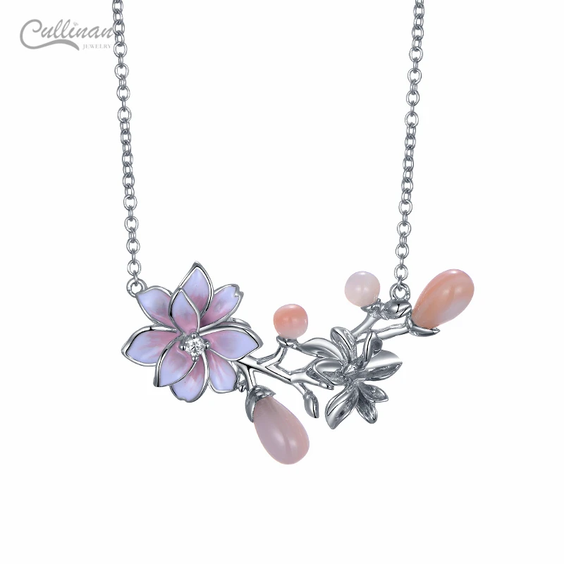 Trendy Luxury Necklace New Hot Sale China Fashion Simple Women Jewelry 925 Necklace Chunky Necklace Flower Pendants Wholesale