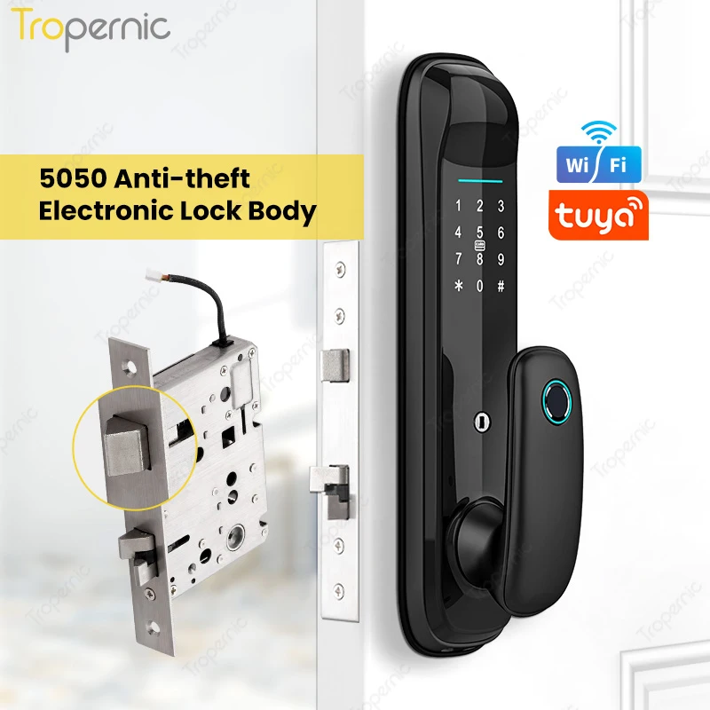 Tropernic Tuya Smart Home Digital Keypad Door Lock Biometric Fingerprint Smart Door Lock
