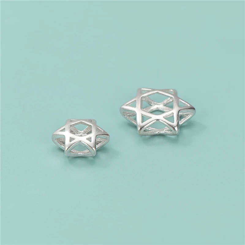 Hot sales 925 sterling silver six pointed star hollowed david hexagrams connector for bracelets fine jewelry pendants & charms