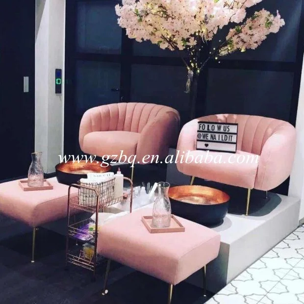 Supply nail station furniture luxury pink nail table used mini salon manicure table