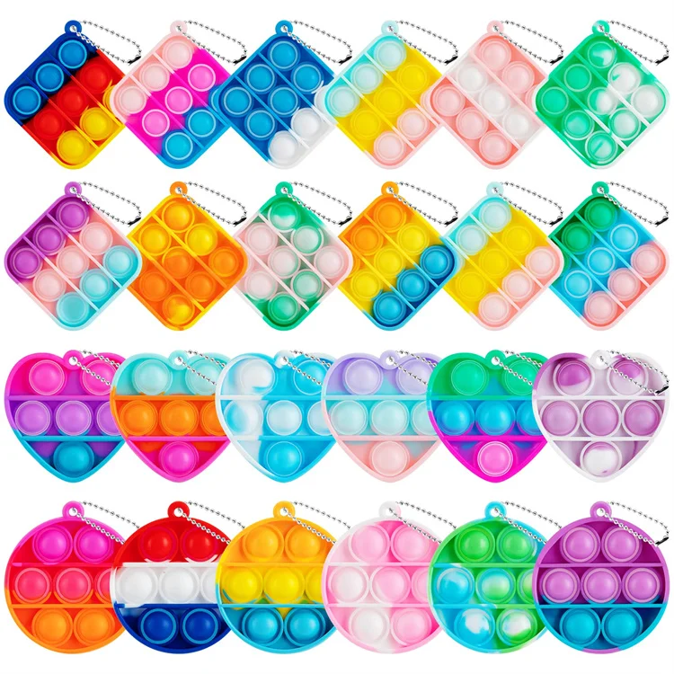 Оптовая продажа пользовательский Силиконовый Push Pop Bubble силиконовый Fidget Mini It брелок сенсорная игра игрушка