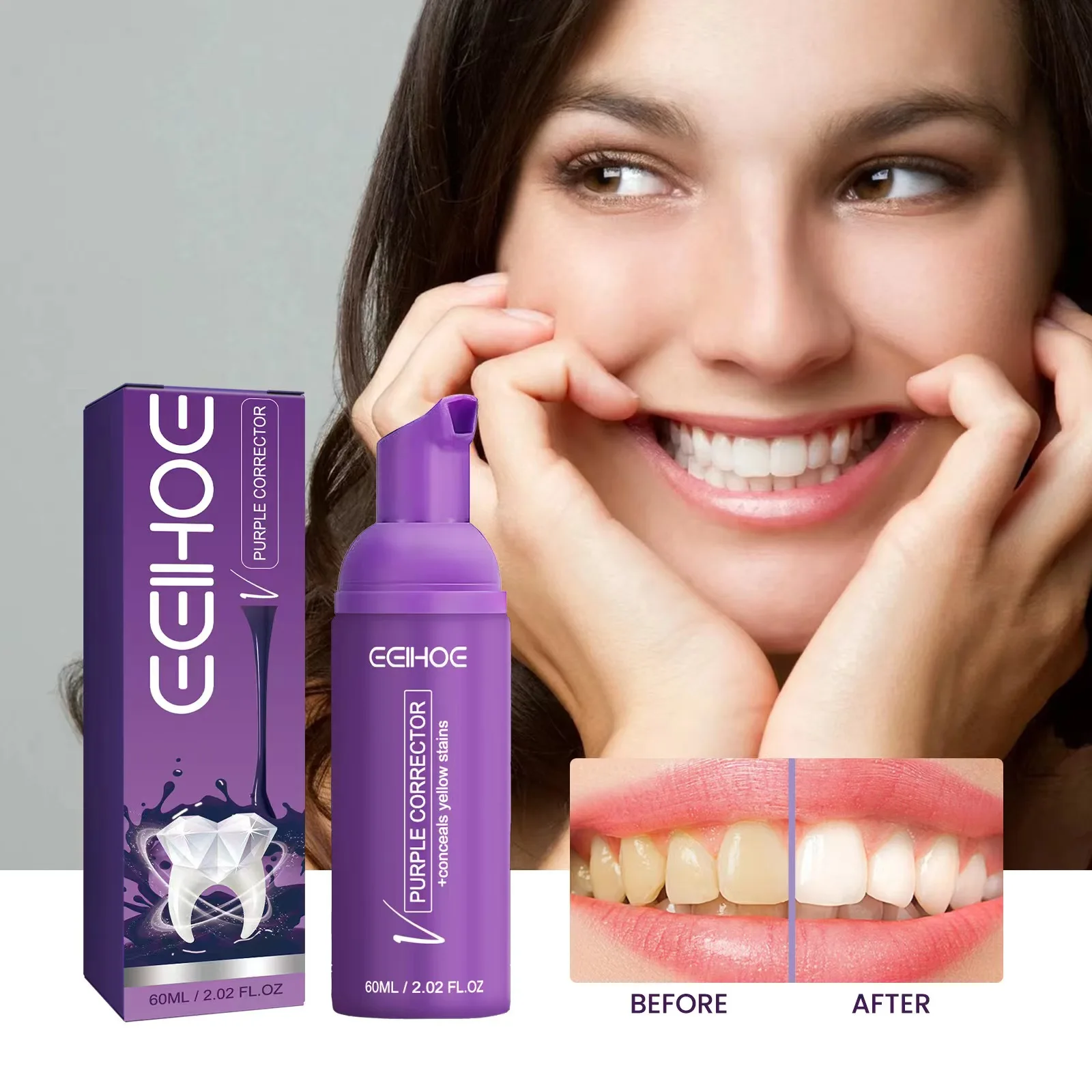 Eelhoe Tooth Cleaning Yellow Teeth Smoke Stains Prevent Tooth Cavity Fresh Breath Pressing Toothpaste Mousse
