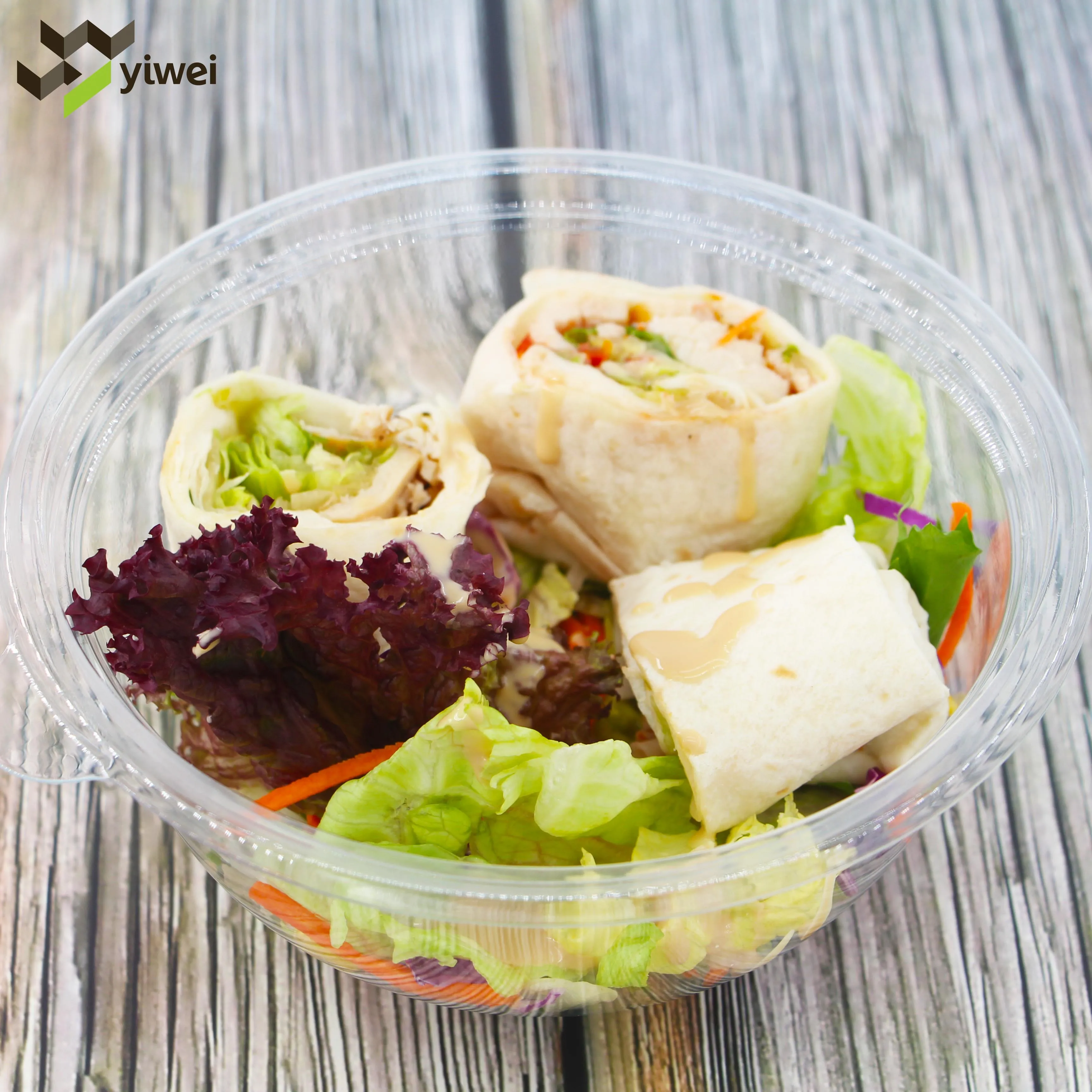 Оптовая продажа, пластиковая Салатница для домашних животных на вынос, 12 унций, 16 унций, пищевой контейнер без бисфенола А, индивидуальный логотип с герметичными круглыми крышками