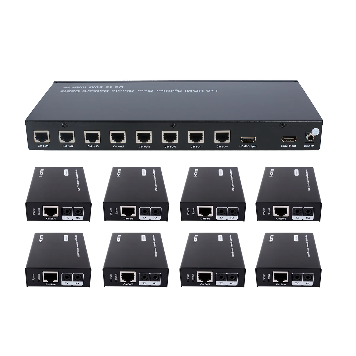 
Foxun SX-SPE108 8 ports RJ45IR Extension and EDID 1x8 HDMI Splitter over UTP x1 