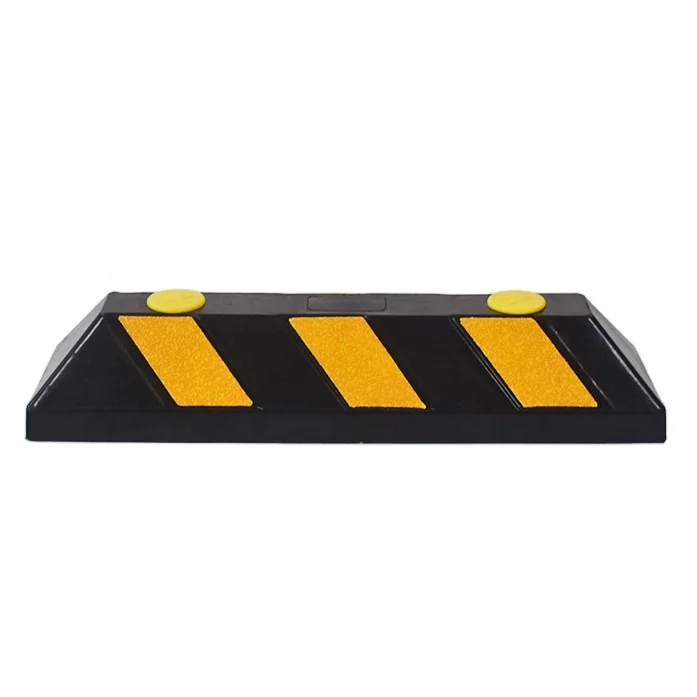 Hot sale yellow and black rubber plastic locator car parking wheel stopper Vehicle Stop