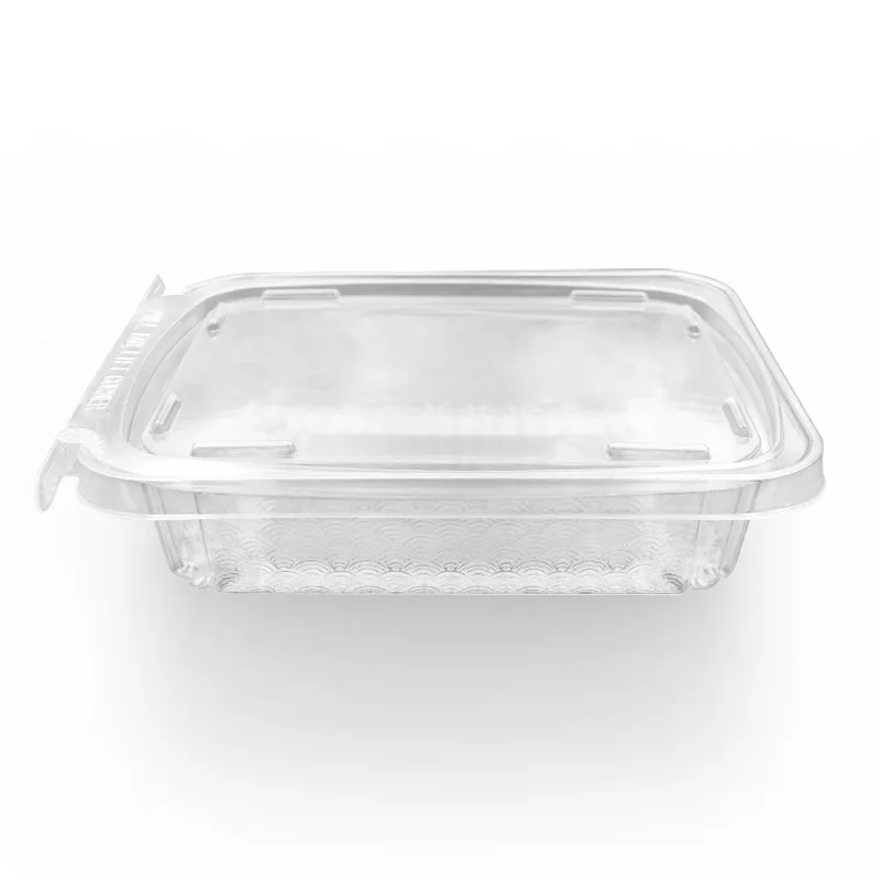 Wholesale food container portable takeaway salad transparent plastic packaging clamshell boxes with tear strip