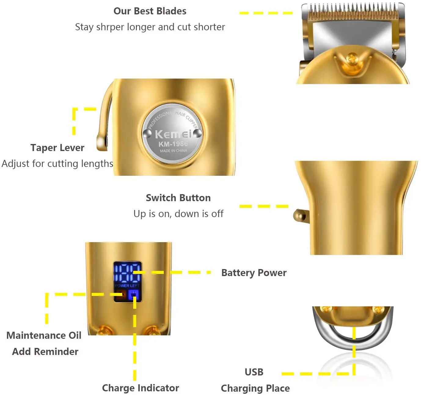 barbershop hair trimmer grooming kit LCD cordless beard professional hair cutting electric usb wahl machine for hair clipper