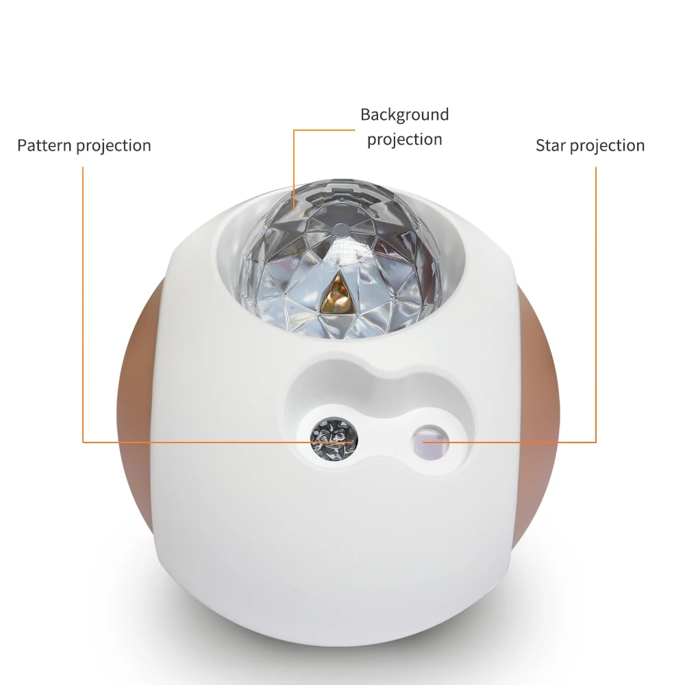  3D Blue Aurora Starry Sky Projector Night Light Sound Activated Ball Shape Ocean Wave Star Galaxes