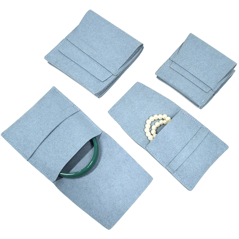 Classic elegant vintage luxury blue jewelry packaging box velvet pouches gift pouch bags with logo