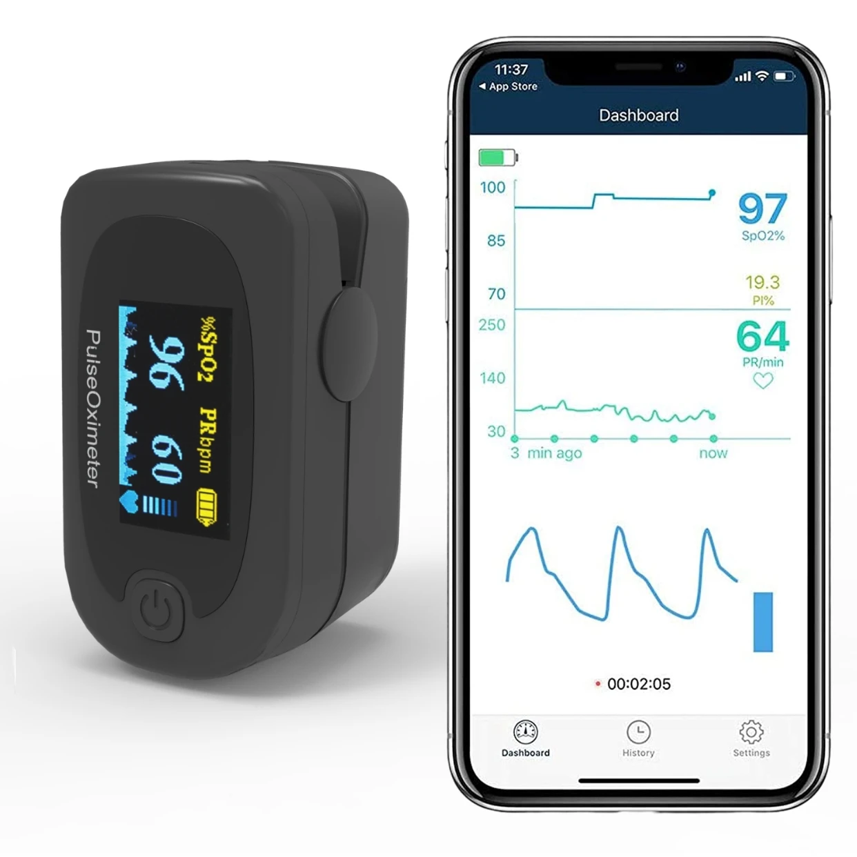 OLED wireless APP Blue tooth Fingertip Pulse Oxi meter with OLED screen display Pulse Rate and Blood Oxygen Saturation  CE(TUV)