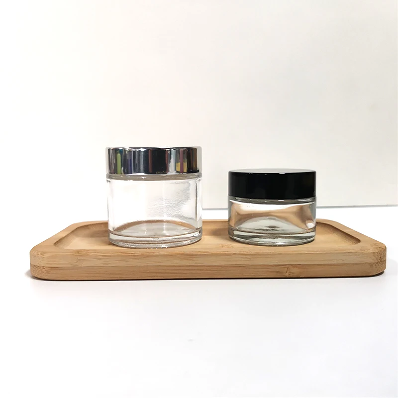 Hot sale cosmetic face cream container 15ml 20ml 30ml 50ml 60ml clear glass jar with lid