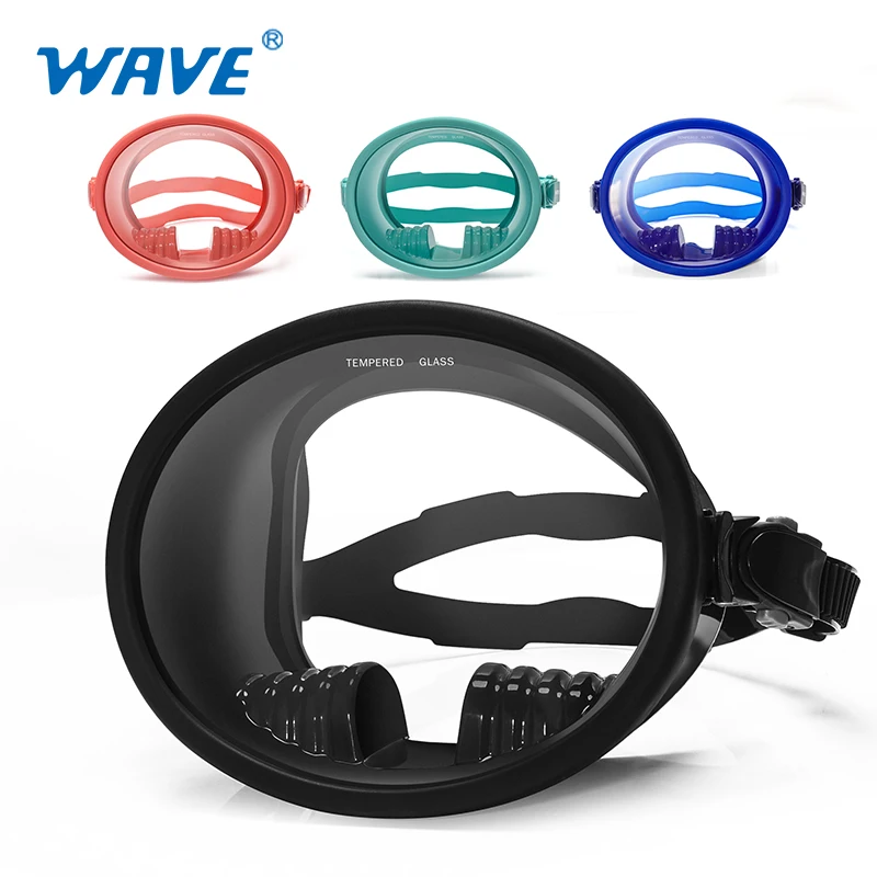 Guangzhou Vanguard Round uv anti fogging black freediving resistant resin lens funny scuba full face dive Oval diving mask