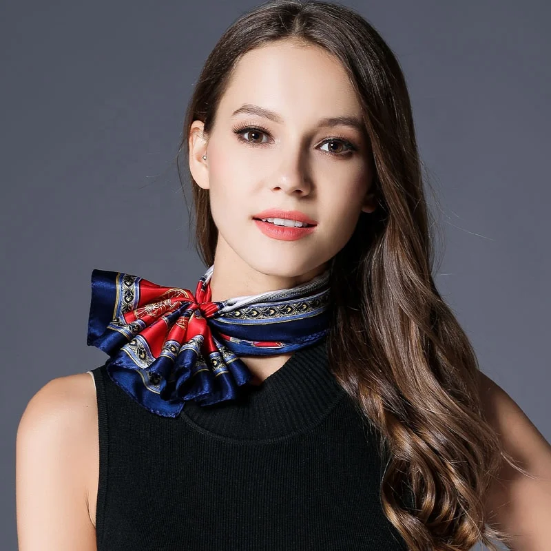 wholesale 100% real silk scarf custom square women digital print echarpe foulard classic 53X53cm