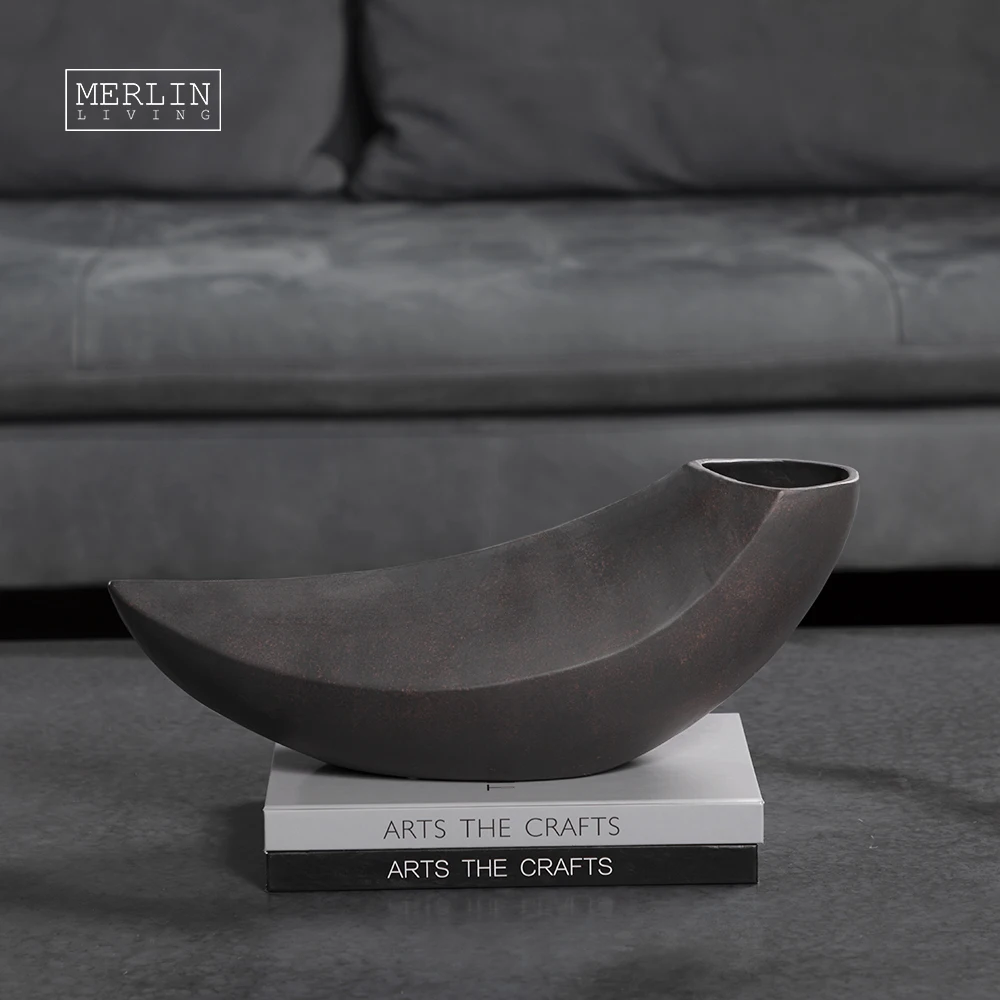 Merlin banana boat shape vases lacquer ceramic art ornament mattewabi-sabi gadgets home decor with nordic vase