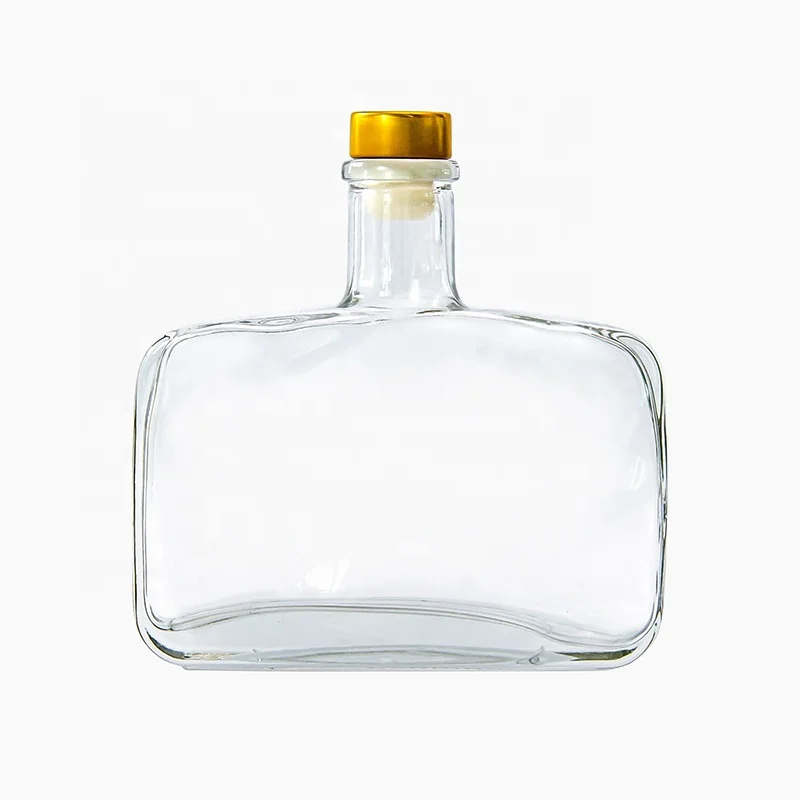 Popular Flat Square Shaped 500ml Clear Perfume Vase Aroma GlassReed Diffuser  Bottles