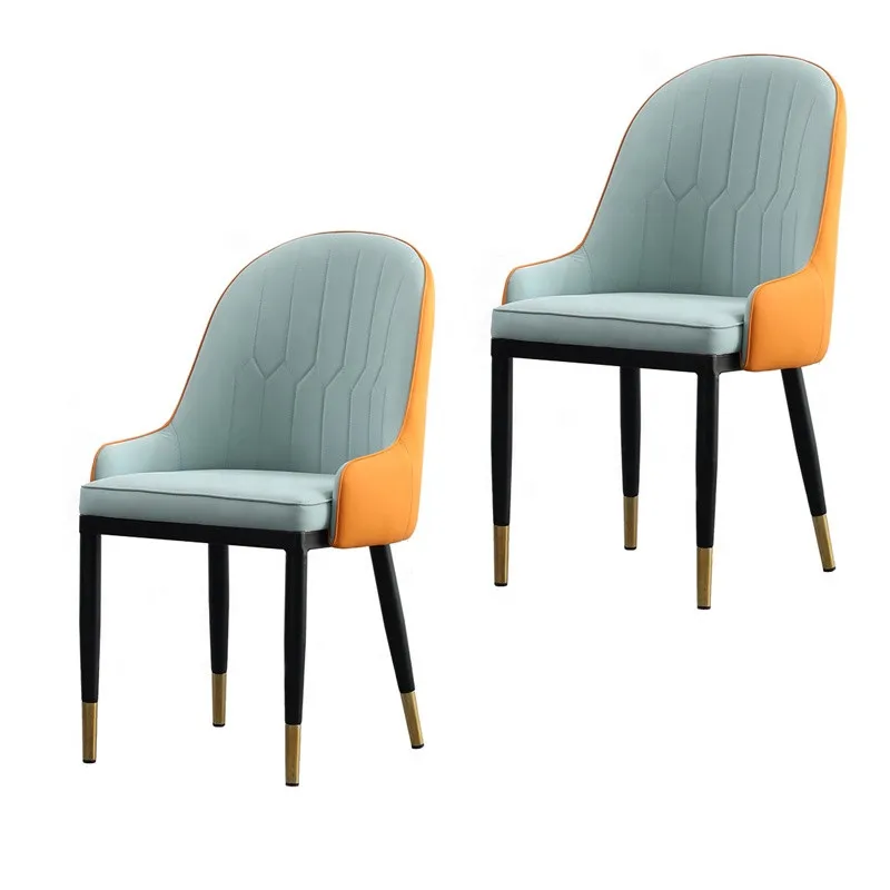 Living Room Luxury Wholesale Modern Home Furniture Metal Legs Optional Color PU Leather Dining Chairs