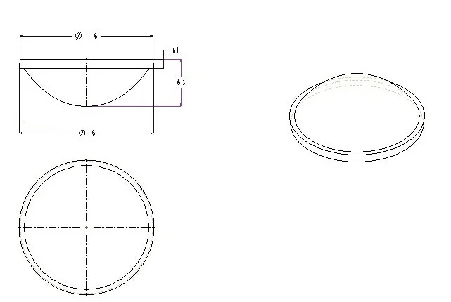 Half Pearl circle 12.5mm 16mm 19.5mm 23mm 28mm 43mm 68mm  aspheric pmma lens